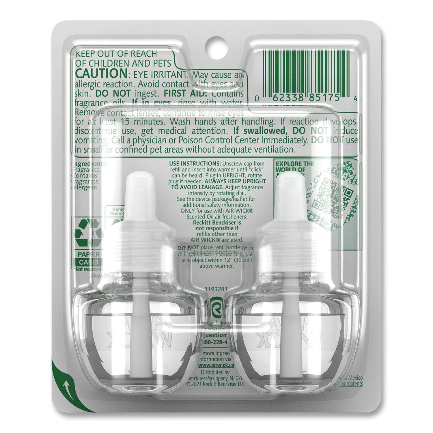 Scented Oil Refill, Fresh Waters, 0.67 oz, 2/Pack, 6 Pack/Carton - 