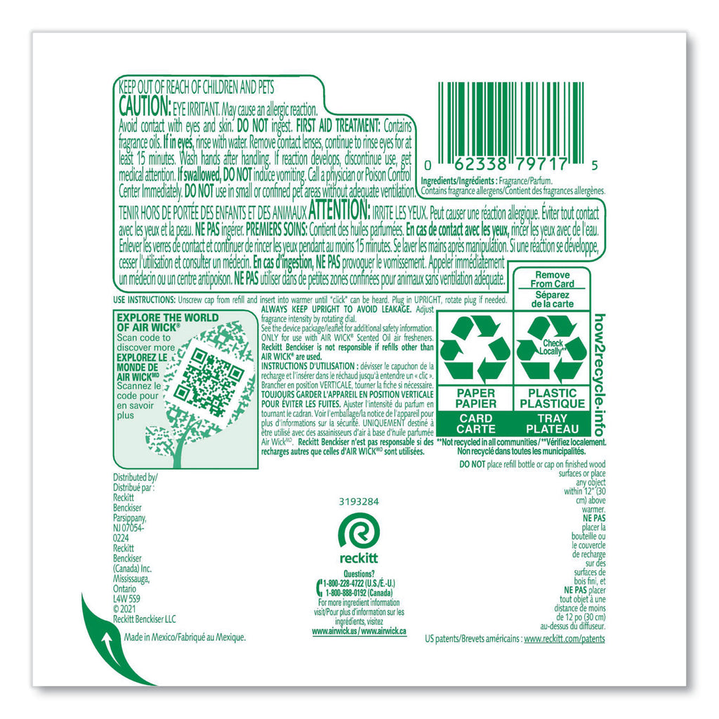 Scented Oil Refill, Fresh Waters, 0.67 oz, 2/Pack, 6 Pack/Carton - 