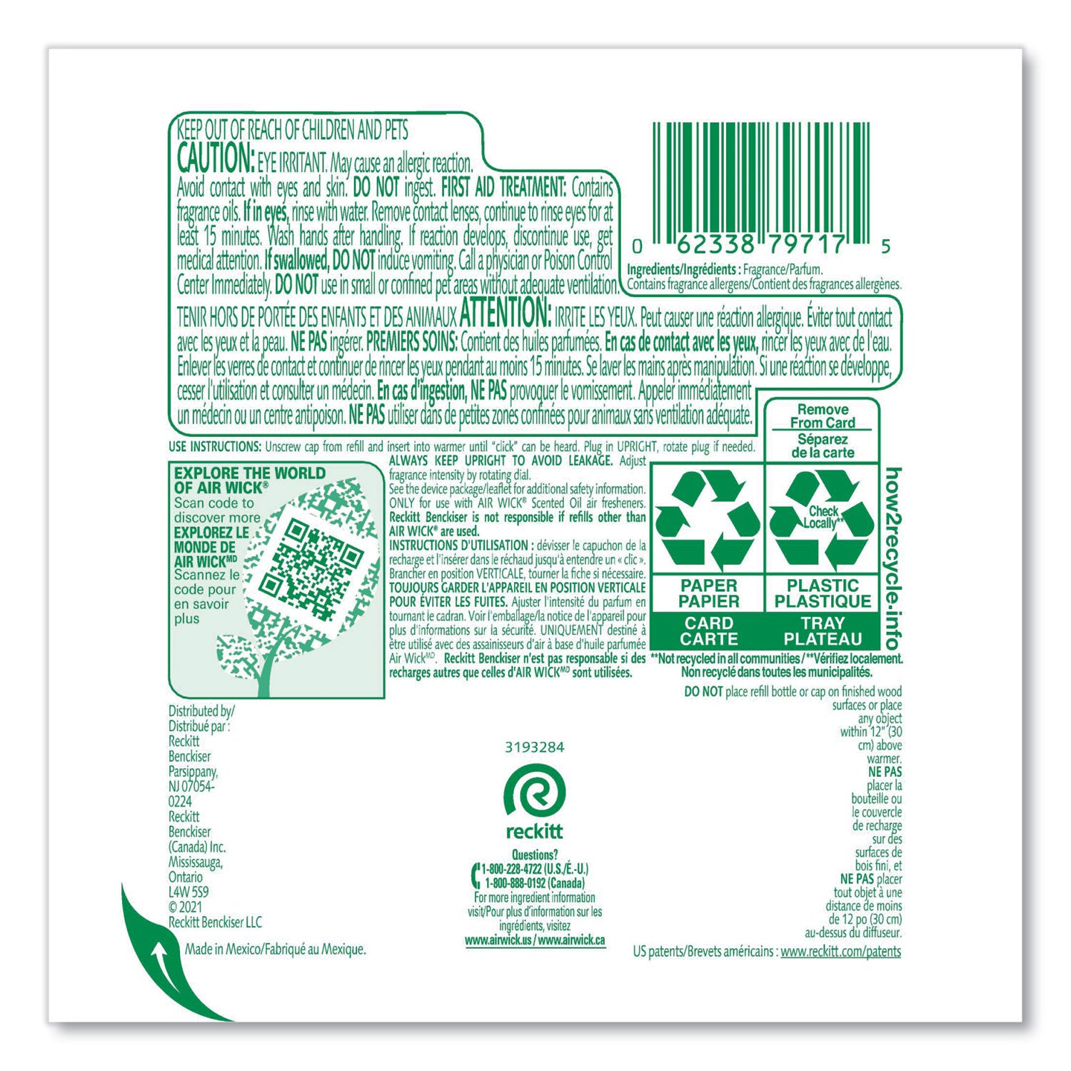 Scented Oil Refill, Fresh Waters, 0.67 oz, 2/Pack, 6 Pack/Carton - 