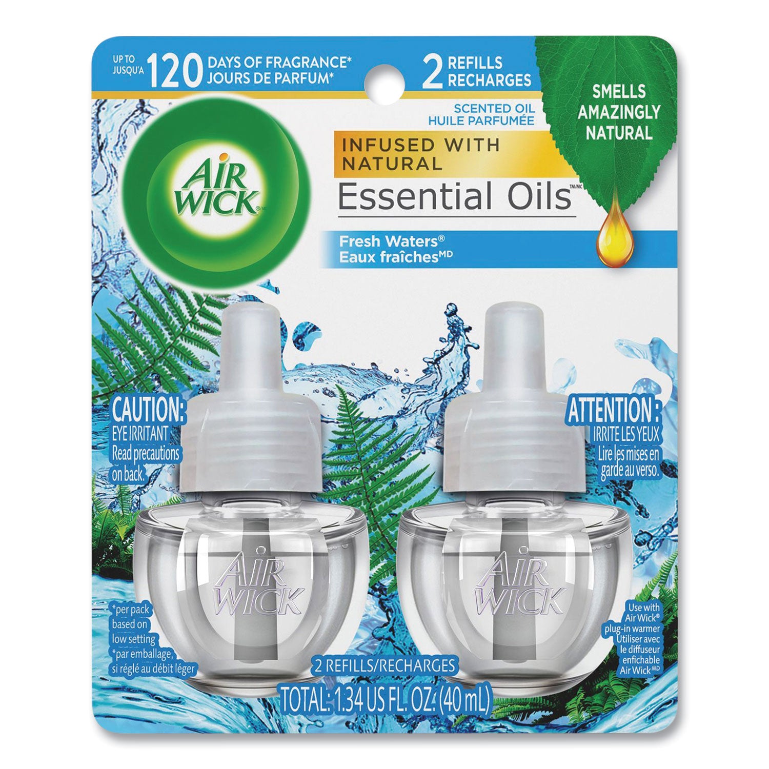 Scented Oil Refill, Fresh Waters, 0.67 oz, 2/Pack, 6 Pack/Carton - 
