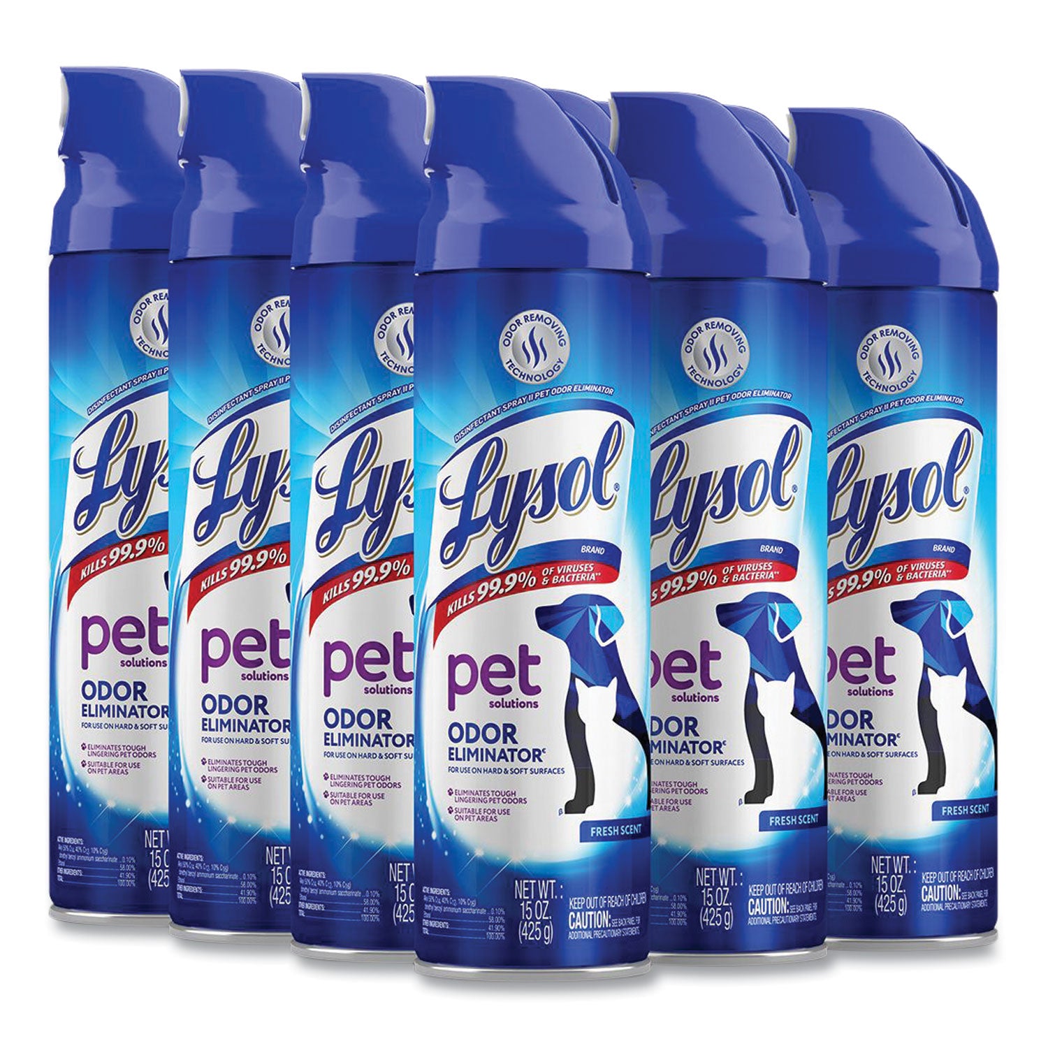 Disinfectant Spray II Pet Odor Eliminator, Fresh, 15 oz Aerosol Spray, 12/Carton