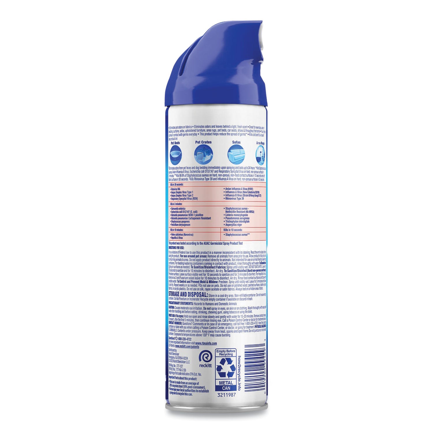 Disinfectant Spray II Pet Odor Eliminator, Fresh, 15 oz Aerosol Spray, 12/Carton