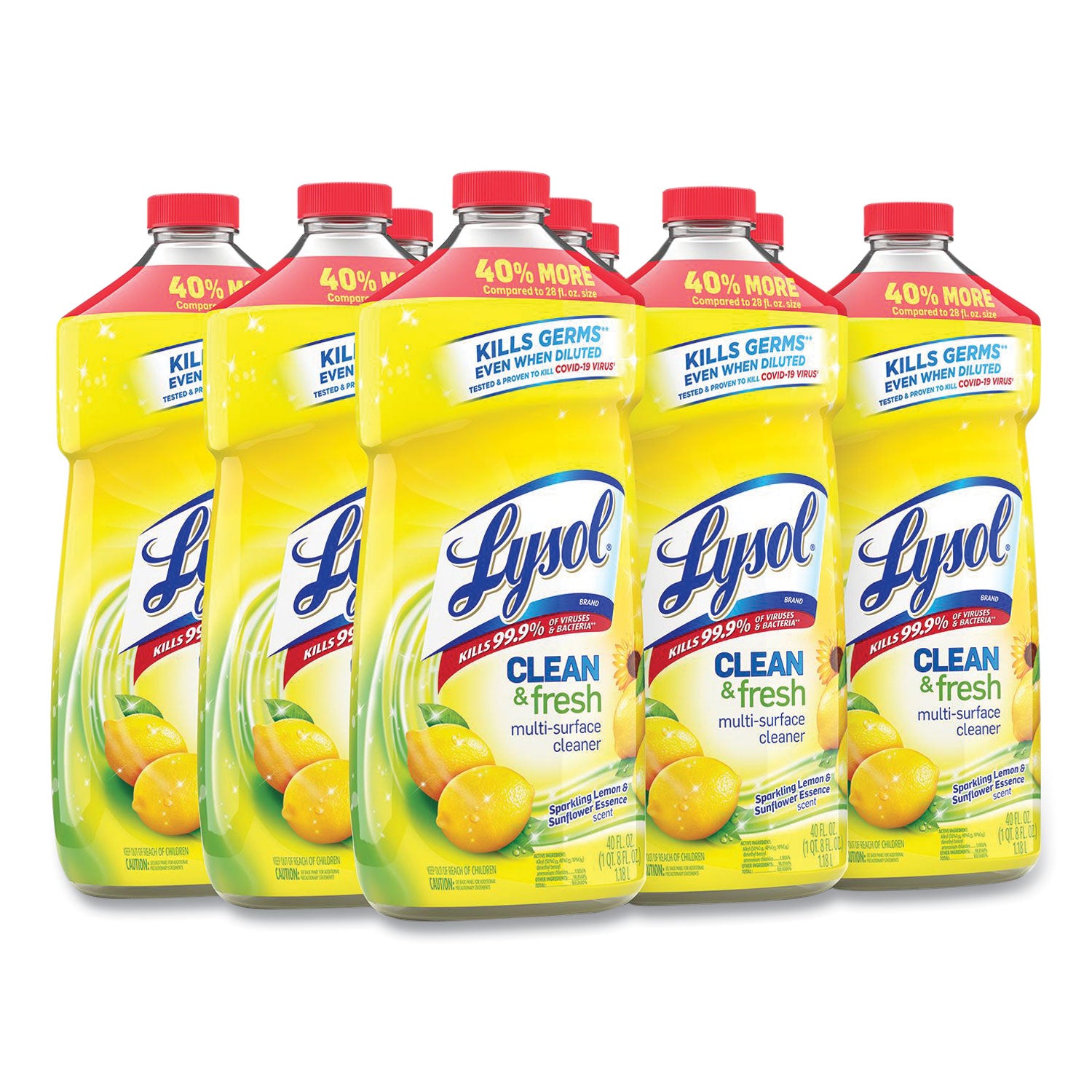 Clean and Fresh Multi-Surface Cleaner, Sparkling Lemon and Sunflower Essence Scent, 40 oz Bottle - 