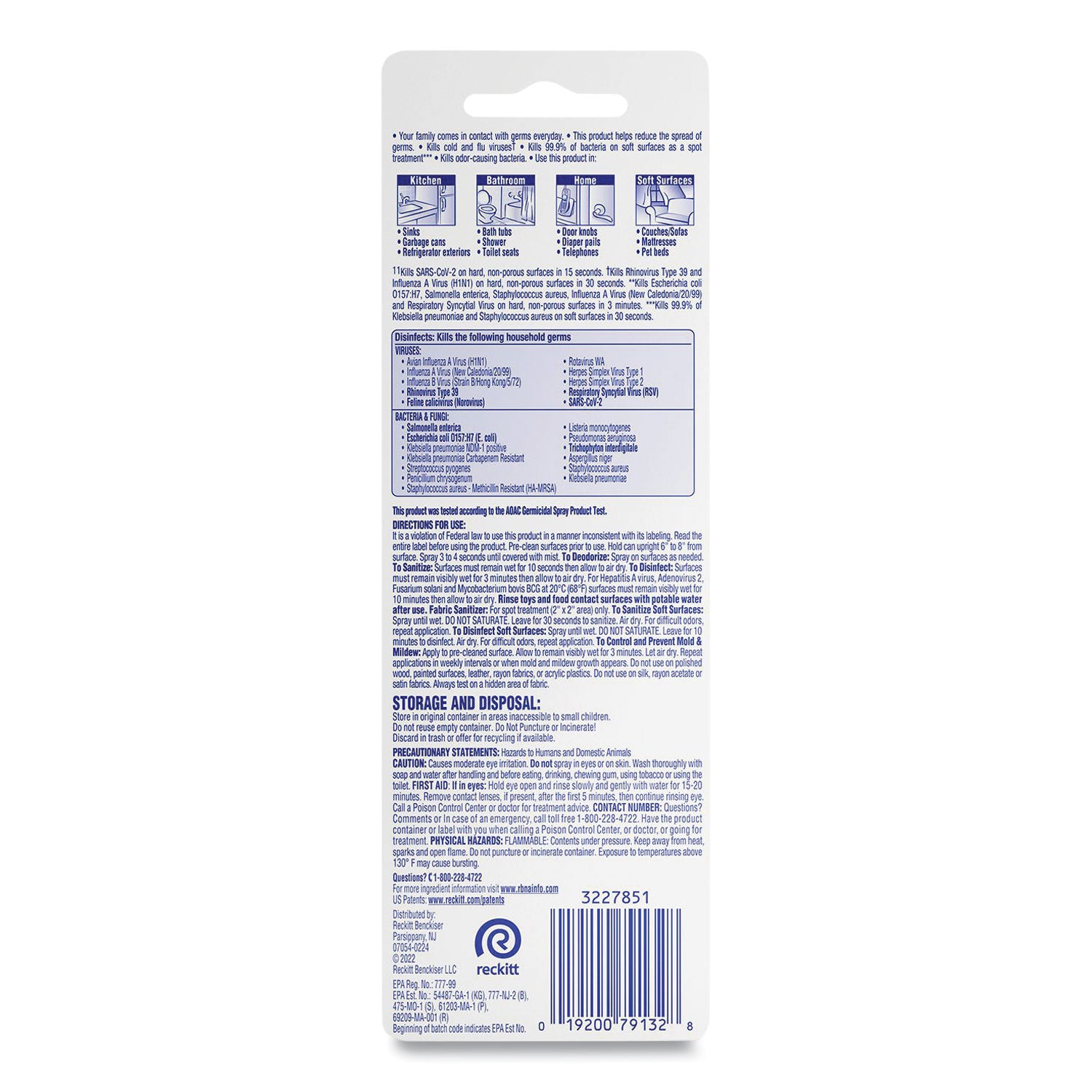 Disinfectant Spray To Go, Crisp Linen, 1 oz Aerosol Spray, 12/Carton - 