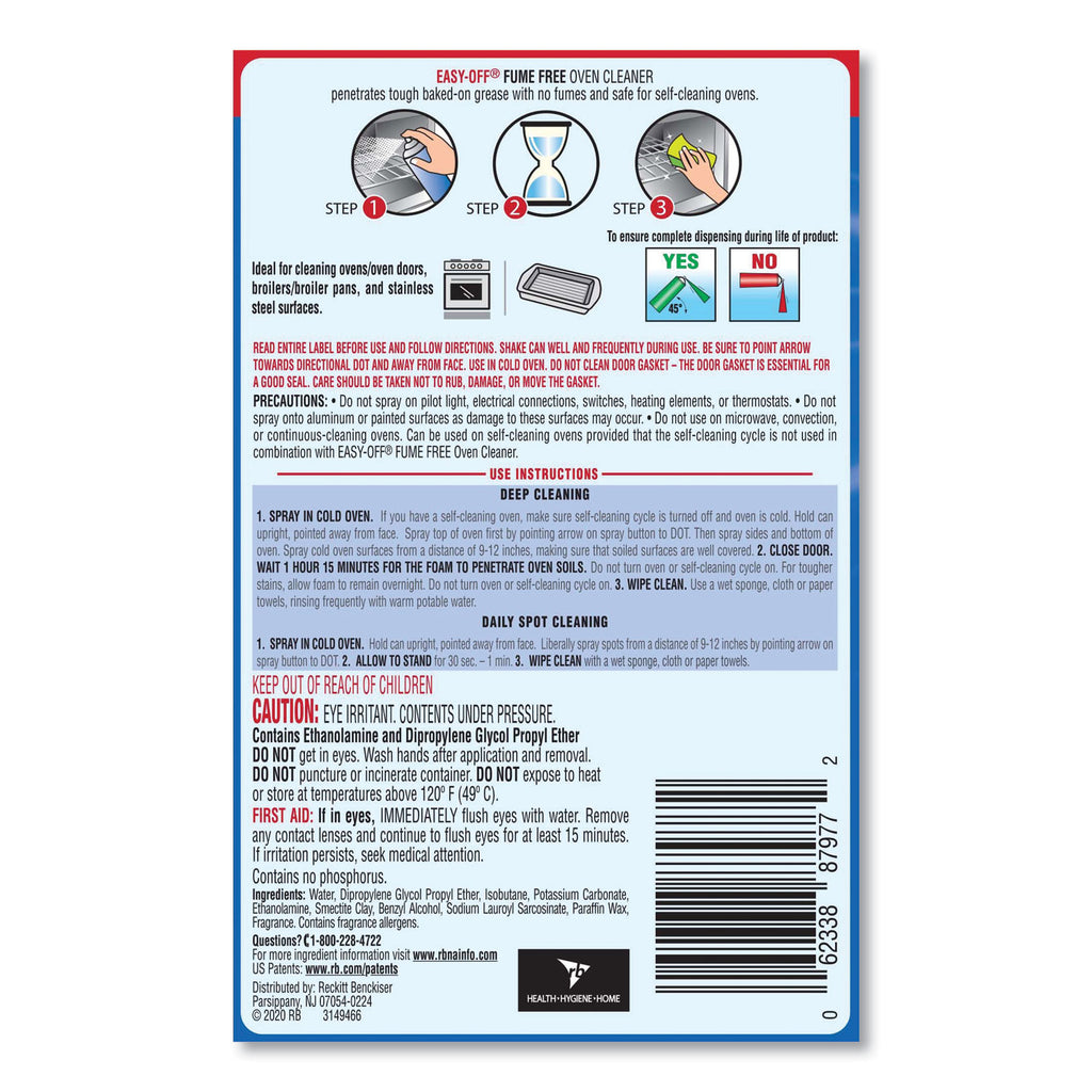 Fume-Free Oven Cleaner, Lemon Scent, 14.5 oz Aerosol Spray