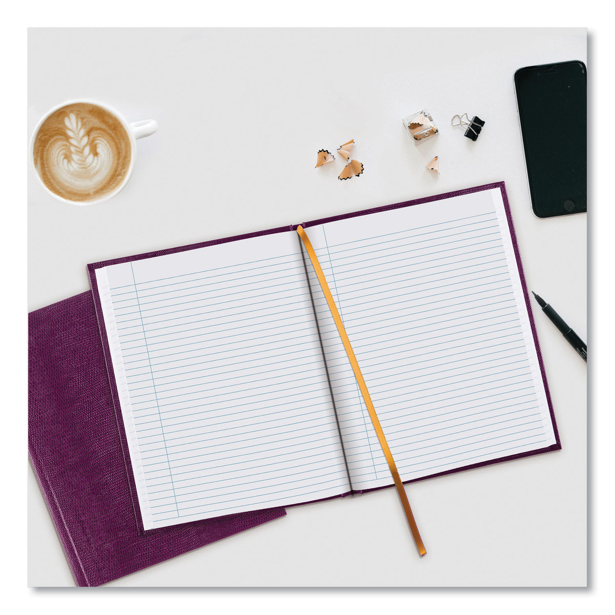 Executive Notebook with Ribbon Bookmark,1 Subject, Medium/College Rule, Grape Cover, (75) 10.75 x 8.5 Sheets