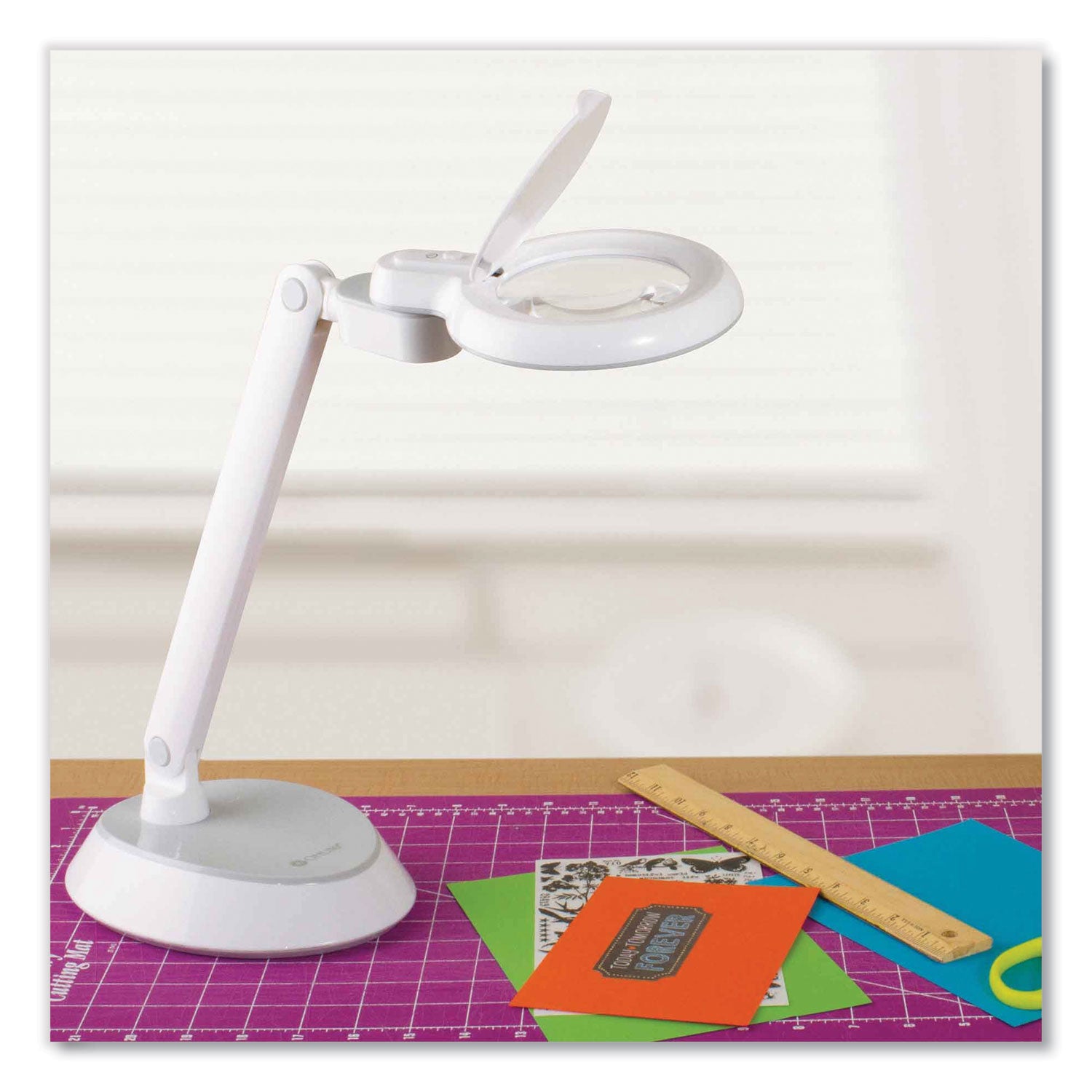 Space-Saving LED Magnifier Desk Lamp, 14" High, White, Ships in 4-6 Business Days - 2