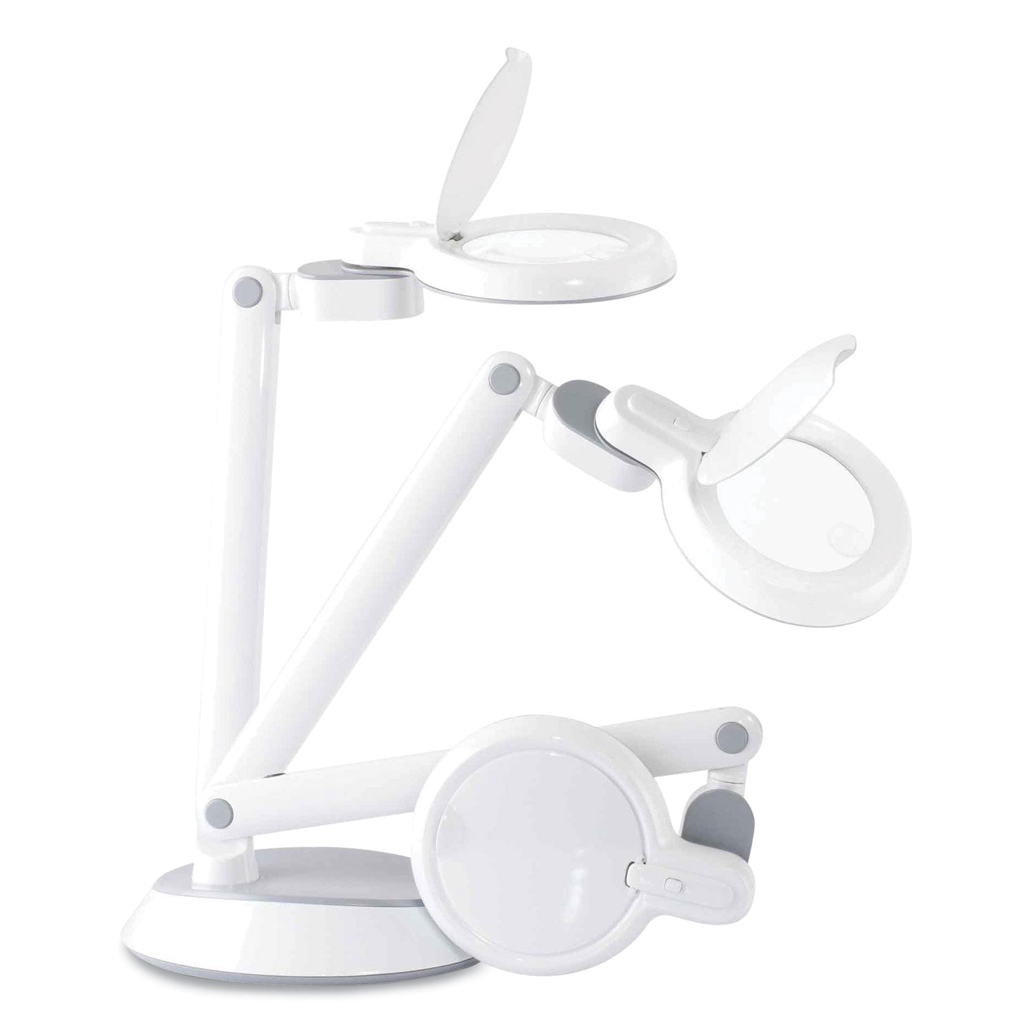 Space-Saving LED Magnifier Desk Lamp, 14" High, White, Ships in 4-6 Business Days