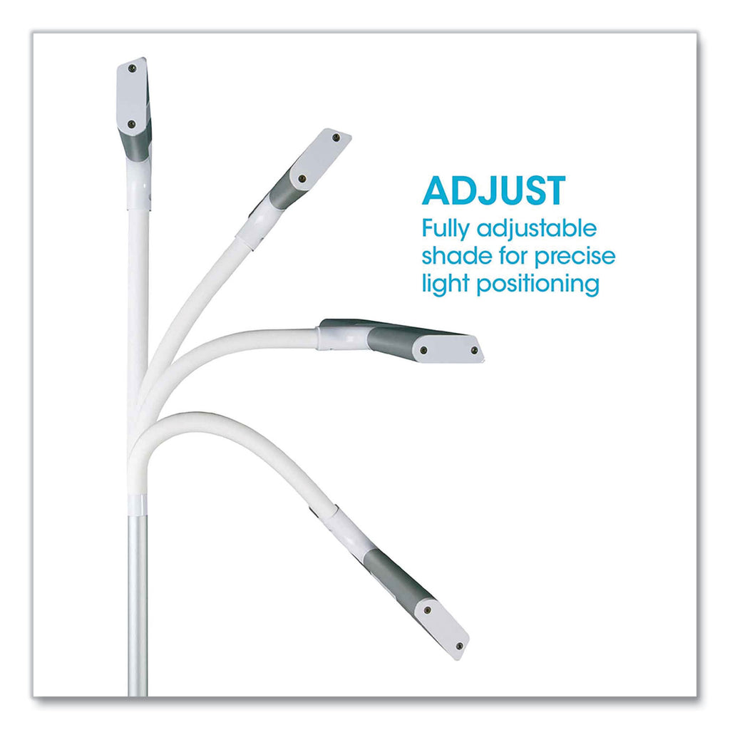 OttLite Perform LED Desk Lamp, 24-3/4"H, White - 24.8" Height - 4.1" Width - 1LED Bulb - White - Adjustable Brightness, Flexible Neck, Adjustable Height, Adjustable Arm, Glare-free Light, Dimmable, Energy Saving - ABS - Desk Mountable, Table Top, Arm