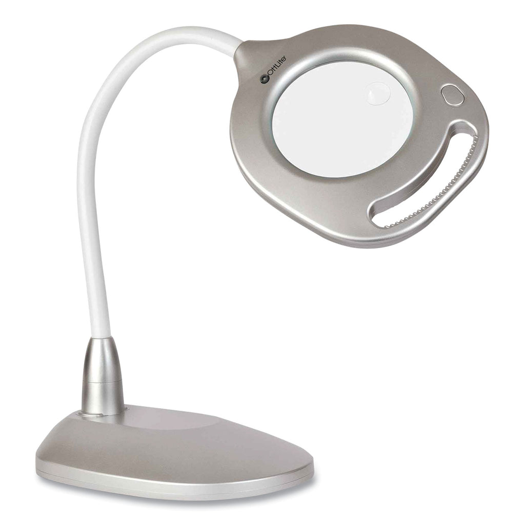 2-in-1 LED Magnifier Floor and Table Light, 39.5" High, Silver/White, Ships in 4-6 Business Days