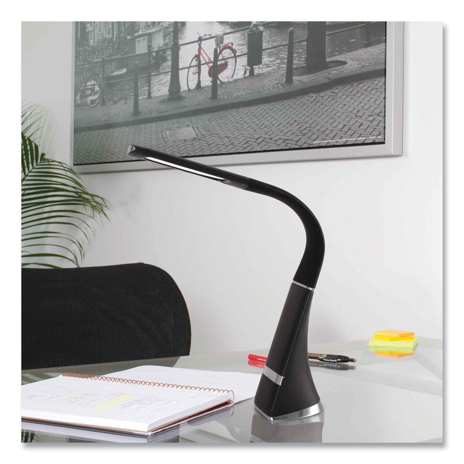 Wellness Series Recharge LED Desk Lamp, 10.75" to 18.75" High, Black, Ships in 4-6 Business Days