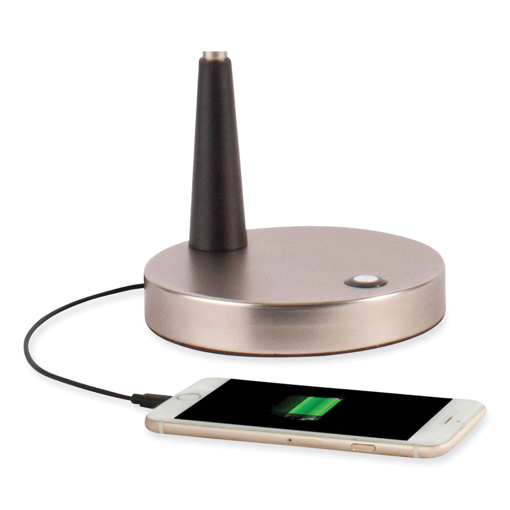 Wellness Series Adjust LED Desk Lamp, 3" to 22" High, Silver/Matte Black, Ships in 4-6 Business Days
