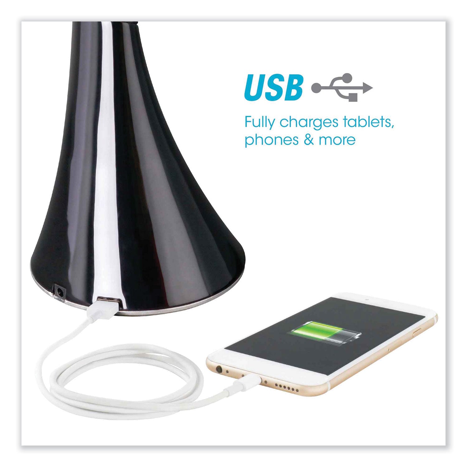 Wellness Series Swerve LED Desk Lamp, 23.25" High, Black, Ships in 4-6 Business Days