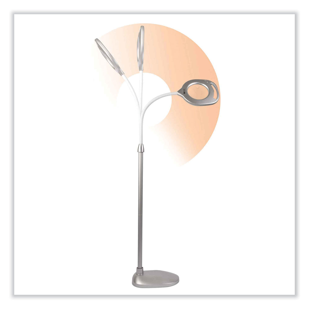 2-in-1 LED Magnifier Floor and Table Light, 39.5" High, Silver/White, Ships in 4-6 Business Days