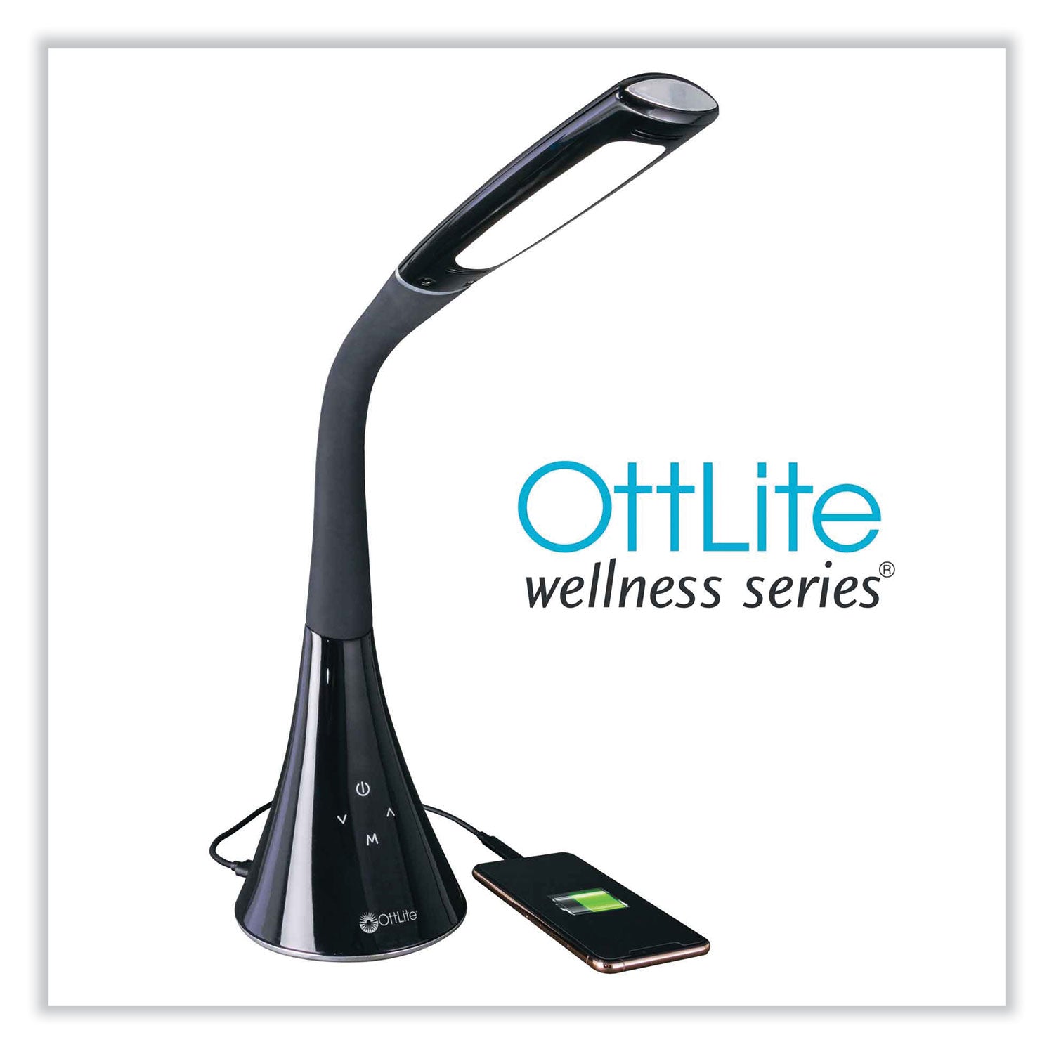 Wellness Series Swerve LED Desk Lamp, 23.25" High, Black, Ships in 4-6 Business Days