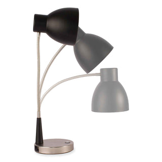 Wellness Series Adjust LED Desk Lamp, 3" to 22" High, Silver/Matte Black, Ships in 4-6 Business Days