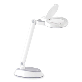 Space-Saving LED Magnifier Desk Lamp, 14" High, White, Ships in 4-6 Business Days