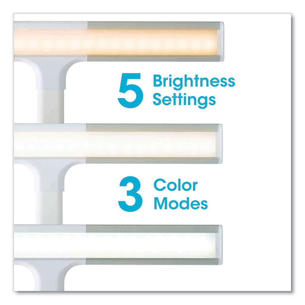 OttLite Perform LED Desk Lamp, 24-3/4"H, White - 24.8" Height - 4.1" Width - 1LED Bulb - White - Adjustable Brightness, Flexible Neck, Adjustable Height, Adjustable Arm, Glare-free Light, Dimmable, Energy Saving - ABS - Desk Mountable, Table Top, Arm