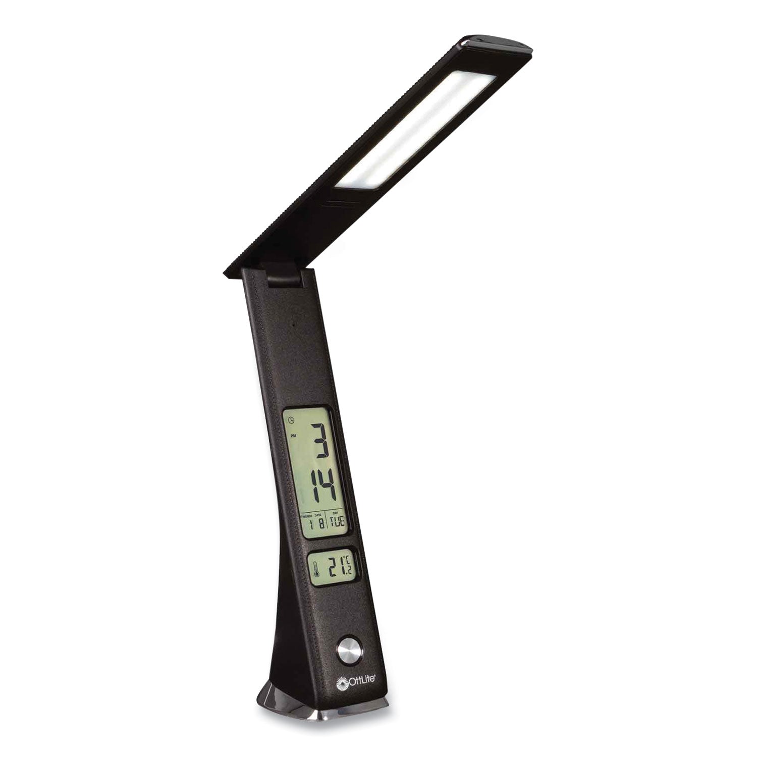 Wellness Series Rise LED Desk Lamp with Digital Display, 12" to 19" High, Black, Ships in 4-6 Business Days