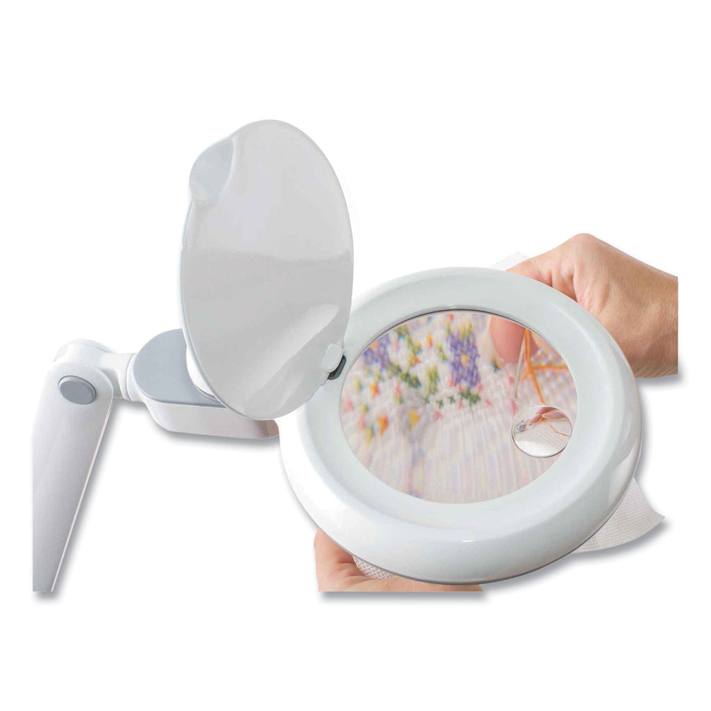 Space-Saving LED Magnifier Desk Lamp, 14" High, White, Ships in 4-6 Business Days