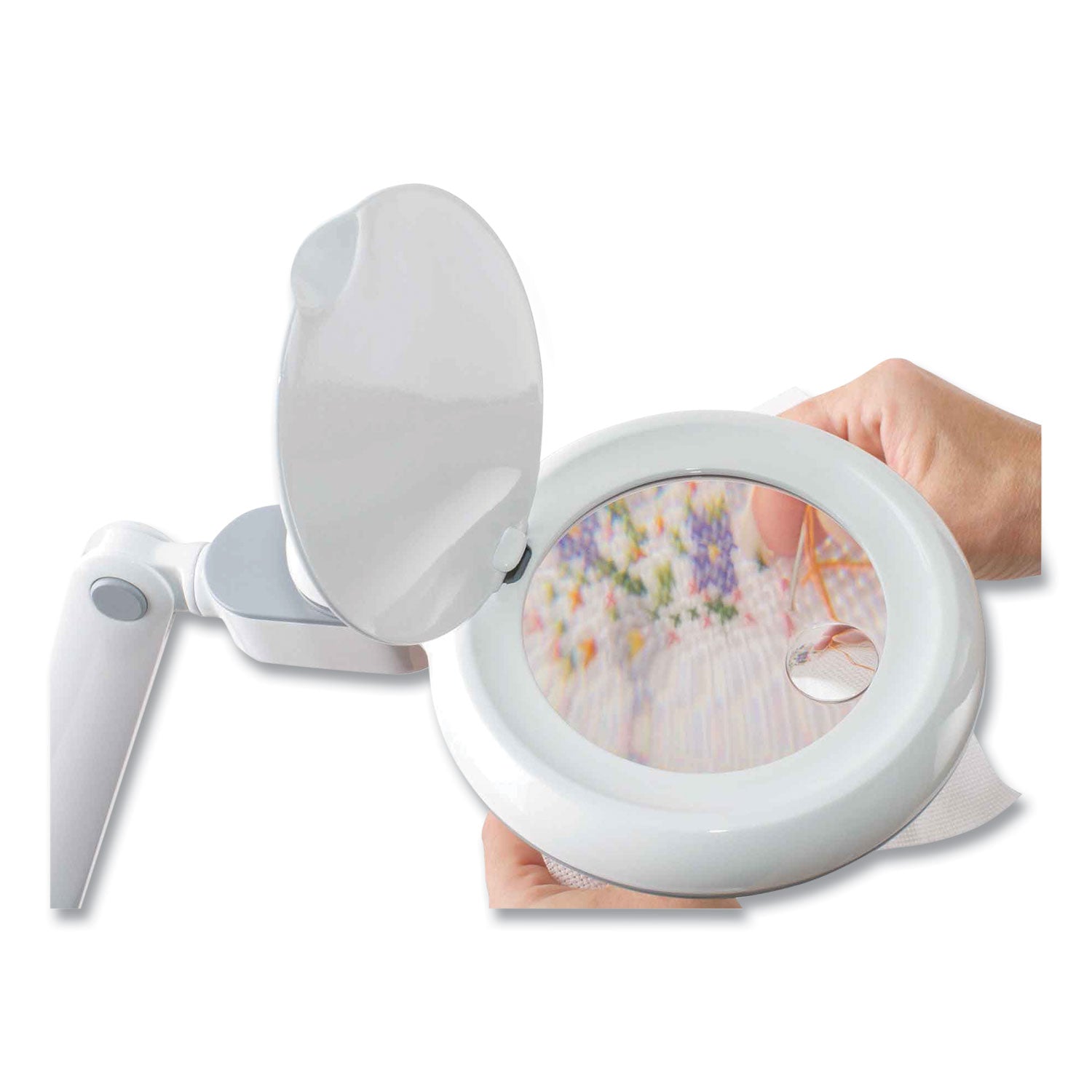 Space-Saving LED Magnifier Desk Lamp, 14" High, White, Ships in 4-6 Business Days