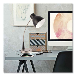 Wellness Series Adjust LED Desk Lamp, 3" to 22" High, Silver/Matte Black, Ships in 4-6 Business Days