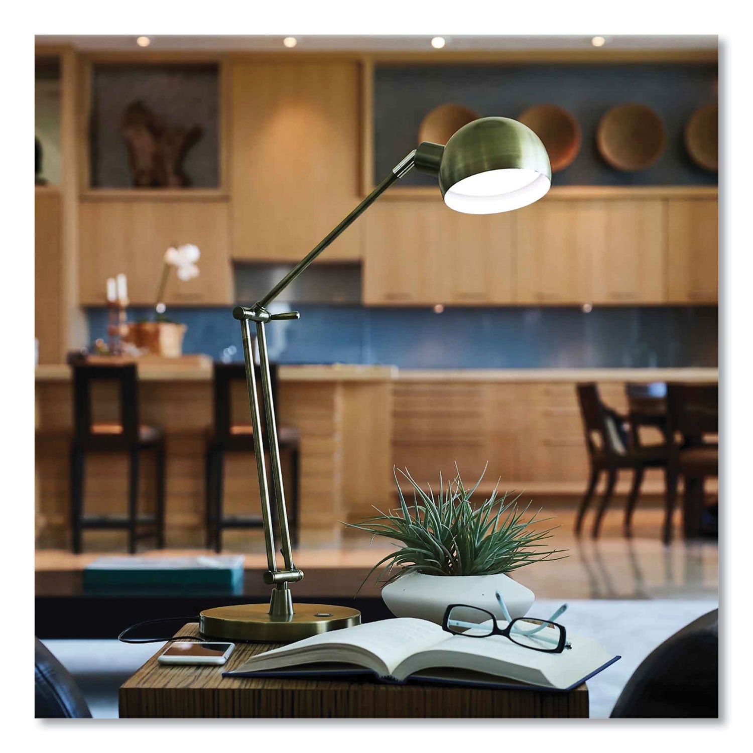 Wellness Series Refine LED Desk Lamp, 27" High, Antiqued Brass, Ships in 4-6 Business Days