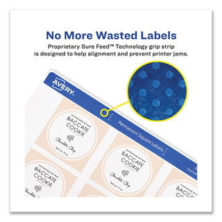 Square Labels with Sure Feed and TrueBlock, 2 x 2, White, 300/Pack