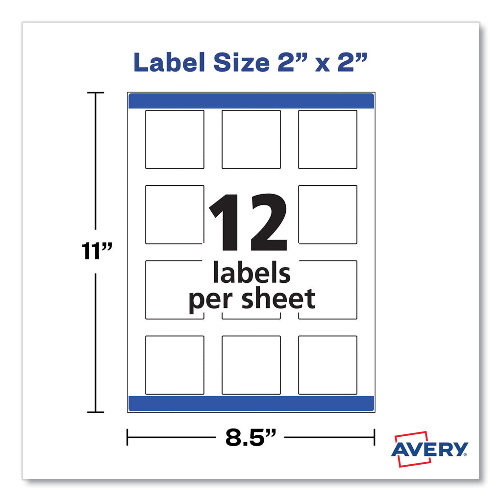 Square Labels with Sure Feed and TrueBlock, 2 x 2, White, 300/Pack