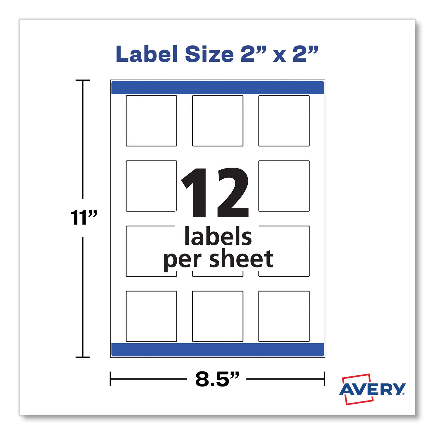 Square Labels with Sure Feed and TrueBlock, 2 x 2, White, 300/Pack