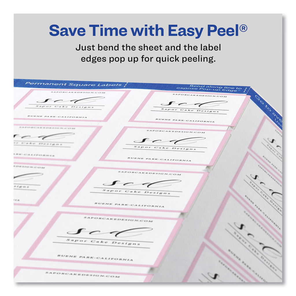 Square Labels with Sure Feed and TrueBlock, 2 x 2, White, 300/Pack