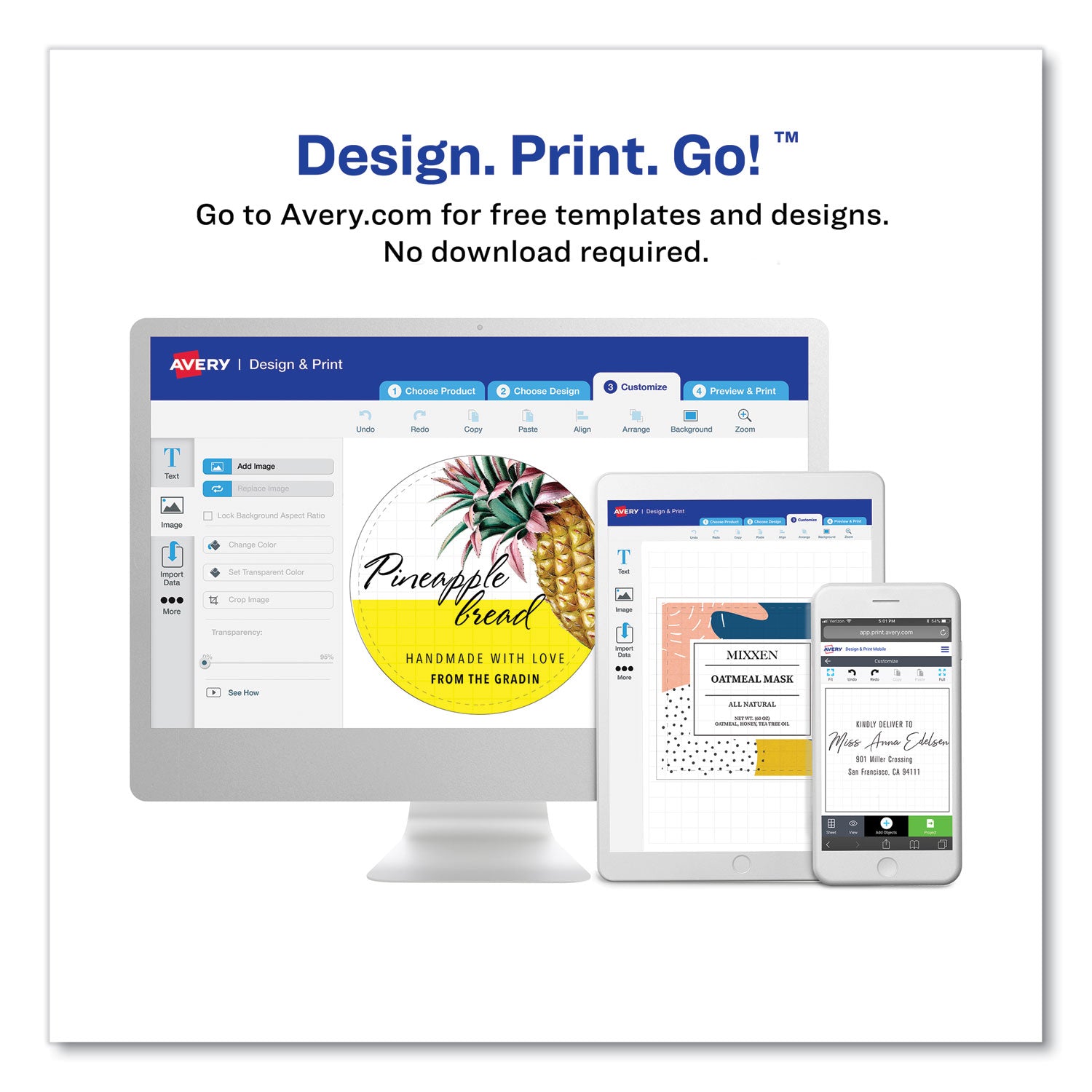 Textured Arched Print-to-the-Edge Labels, Laser Printers, 3 x 2.25, White, 9/Sheet, 10 Sheets/Pack