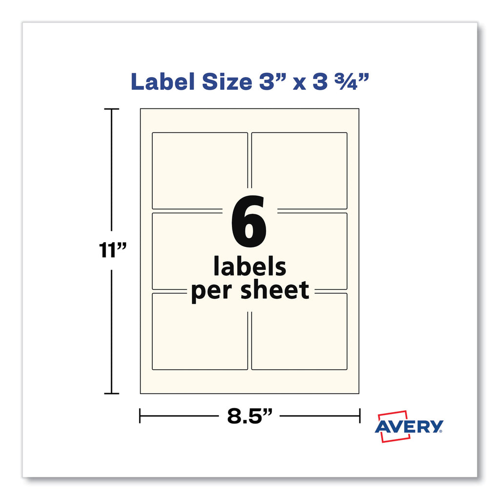 Rectangle Labels, Inkjet/Laser Printers, 3 x 3.75, Pearl Ivory, 6/Sheet, 8 Sheets/Box