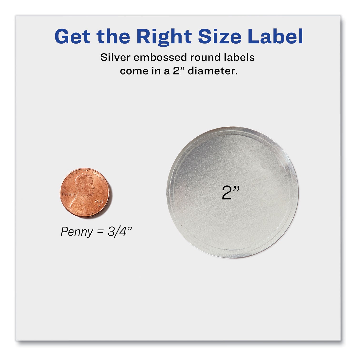 Round Labels, Inkjet Printers, 2" dia, Silver, 12/Sheet, 8 Sheets/Pack - 6