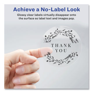 Round Print-to-the Edge Labels with Sure Feed and Easy Peel, 2" dia, Glossy Clear, 120/PK