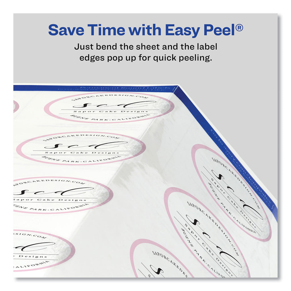 Round Print-to-the Edge Labels with Sure Feed and Easy Peel, 2" dia, Glossy Clear, 120/PK