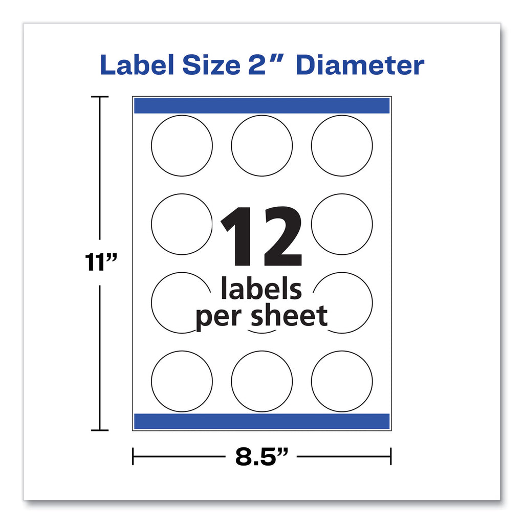 Round Print-to-the Edge Labels with Sure Feed and Easy Peel, 2" dia, Glossy Clear, 120/PK