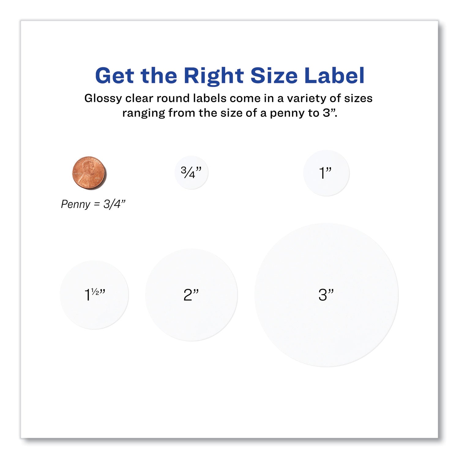 Round Print-to-the Edge Labels with Sure Feed and Easy Peel, 2" dia, Glossy Clear, 120/PK
