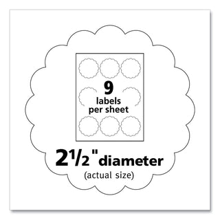 Print-to-the Edge Labels w/Scalloped Edge, 2 1/2" dia, Pearl Ivory, 72/PK - 