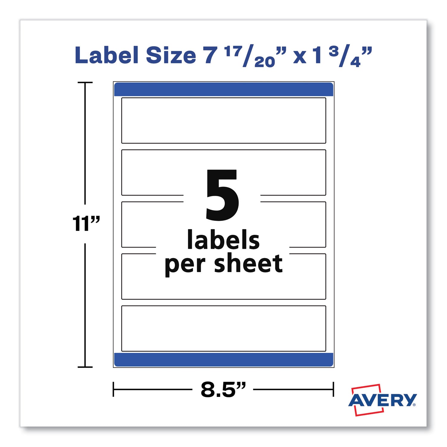 Rectangle Labels, Inkjet/Laser Printers, 7.85 x 1.75, Textured White, 5/Sheet, 10 Sheets/Pack