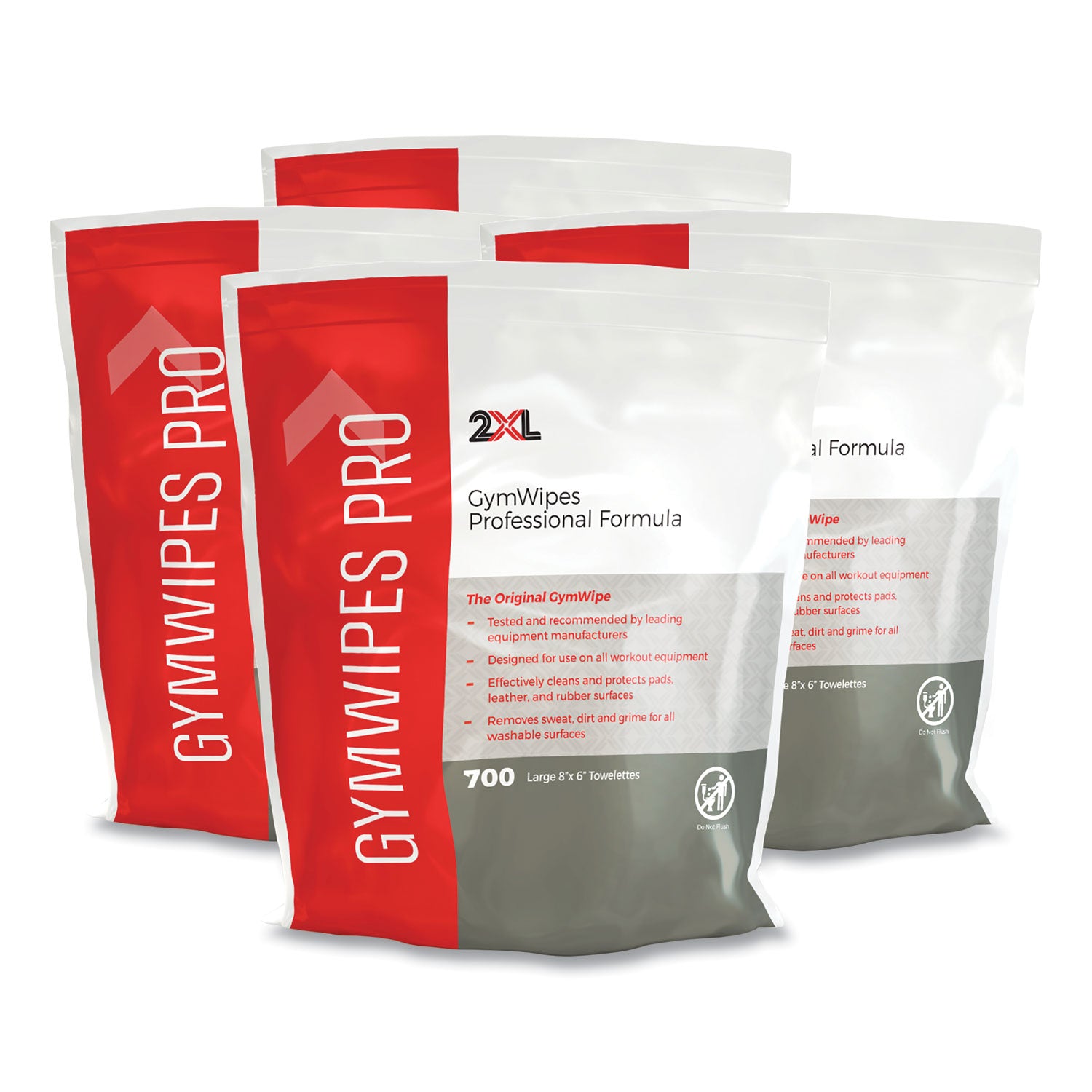 Gym Wipes Professional, 1-Ply, 6 x 8, Unscented, White, 700/Pack, 4 Packs/Carton - 