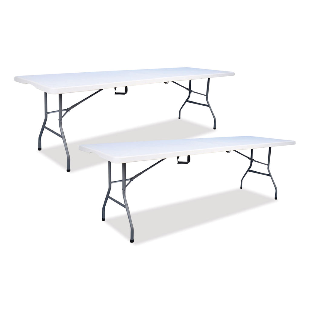 Bifold Resin Folding Table, Rectangular, 94.5" x 29.9" x 30", White Granite Top, Gray Base/Legs, 2/Pack
