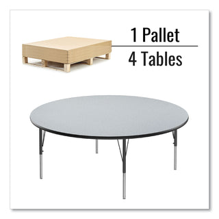Height Adjustable Activity Table, Round, 60" x 19" to 29", Gray Granite Top, Black Legs, 4/Pallet, Ships in 4-6 Business Days