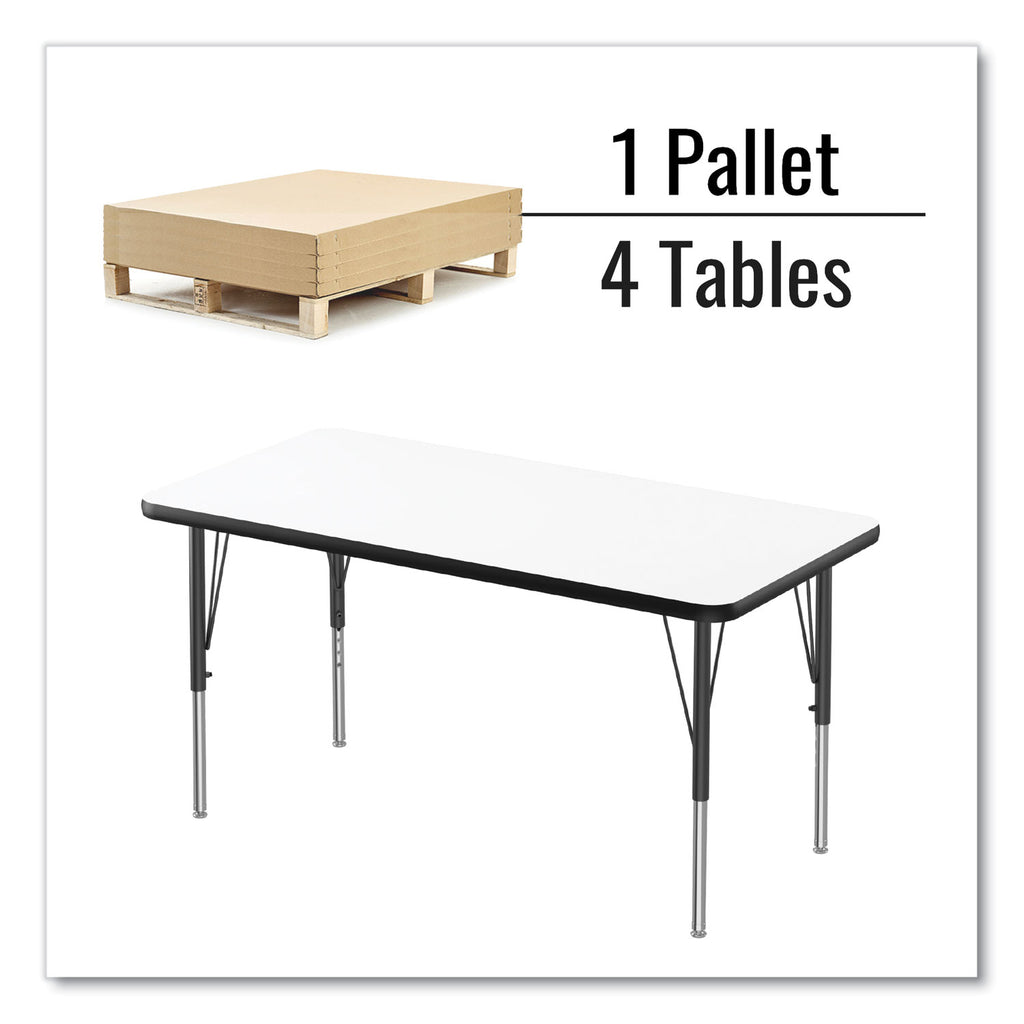 Markerboard Activity Tables, Rectangular, 60" x 24" x 19" to 29", White Top, Black Legs, 4/Pallet, Ships in 4-6 Business Days