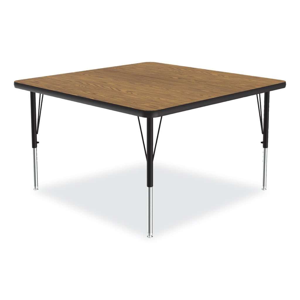 adjustable-activity-tables-square-48-x-48-x-19-to-29-medium-oak-top-black-legs-4-pallet-ships-in-4-6-business-days_crl4848tf0695k4 - 4