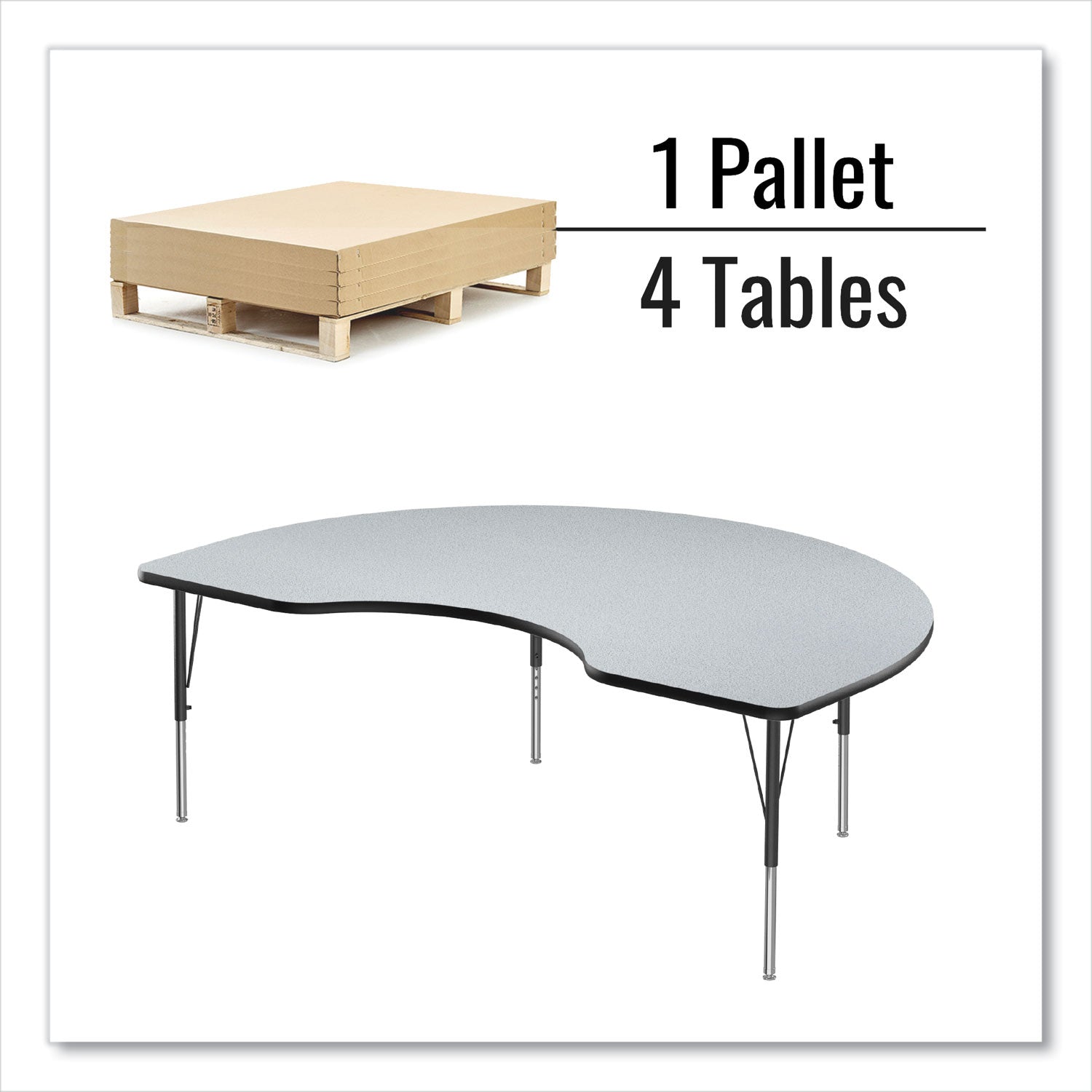 adjustable-activity-tables-kidney-shaped-72-x-48-x-19-to-29-gray-top-black-legs-4-pallet-ships-in-4-6-business-days_crl4872tf1595k4 - 2