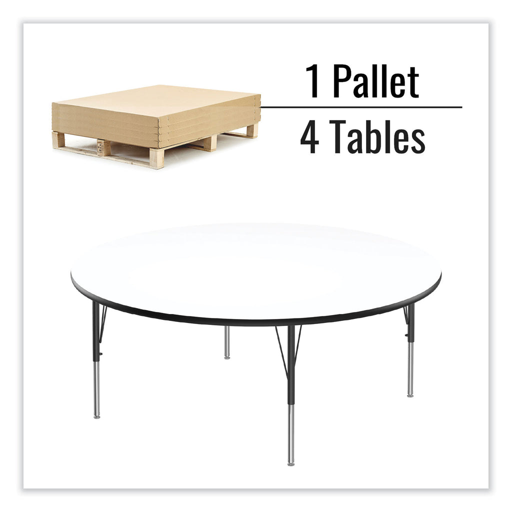 Markerboard Activity Tables, Round, 60" x 19" to 29", White Top, Black/Silver Legs, 4/Pallet, Ships in 4-6 Business Days