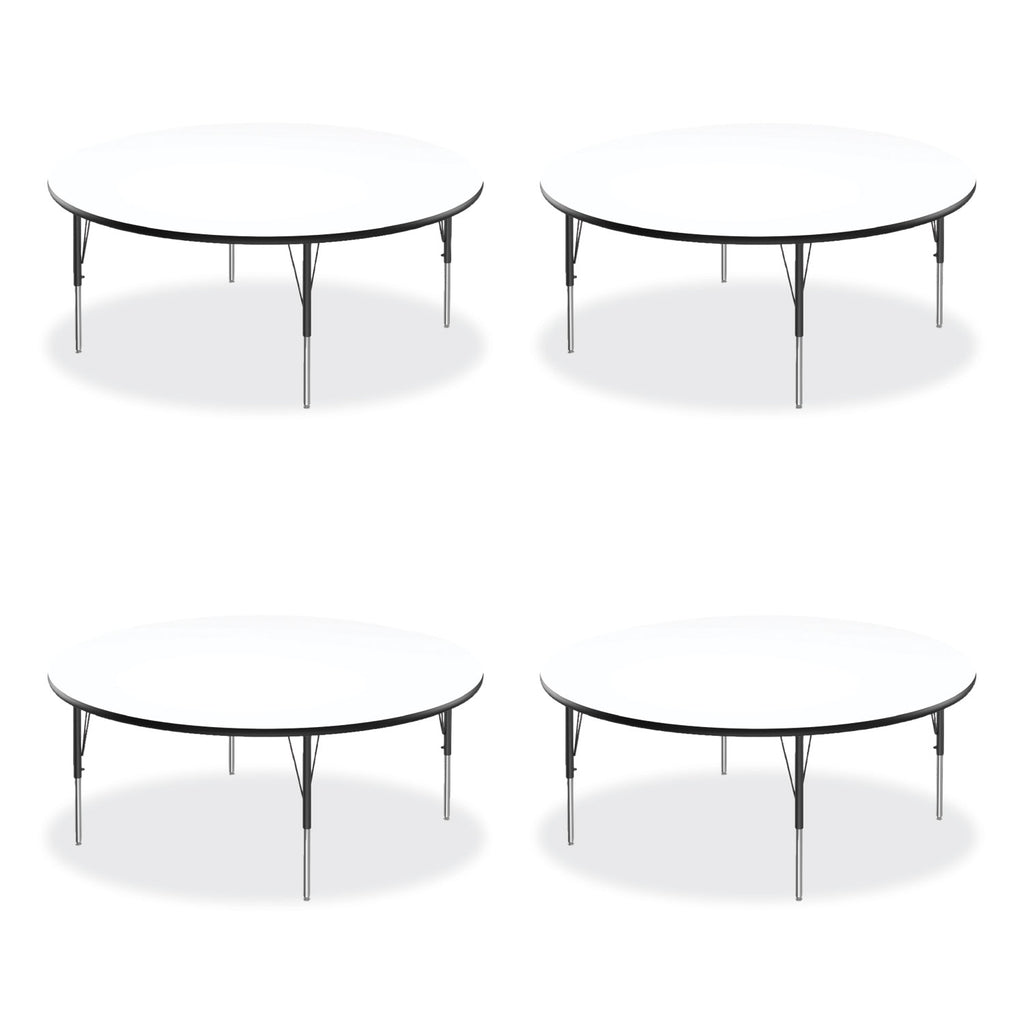 Markerboard Activity Tables, Round, 60" x 19" to 29", White Top, Black/Silver Legs, 4/Pallet, Ships in 4-6 Business Days