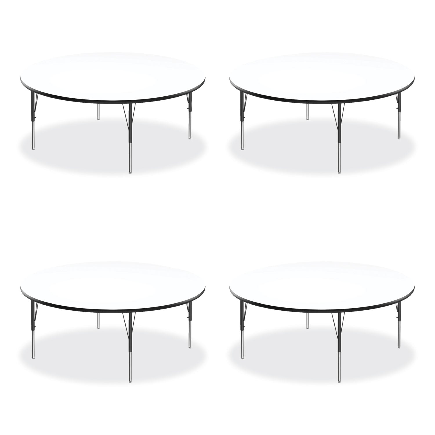 Markerboard Activity Tables, Round, 60" x 19" to 29", White Top, Black/Silver Legs, 4/Pallet, Ships in 4-6 Business Days