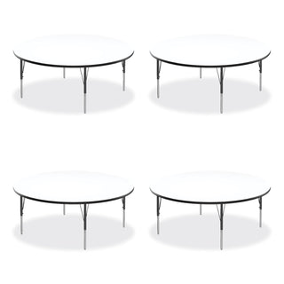 Markerboard Activity Tables, Round, 60" x 19" to 29", White Top, Black/Silver Legs, 4/Pallet, Ships in 4-6 Business Days